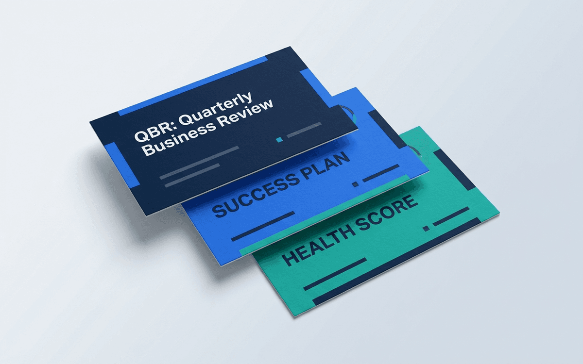 Customer Success Kit cover image with stacked previews of QBR, customer success plan, and customer health score templates